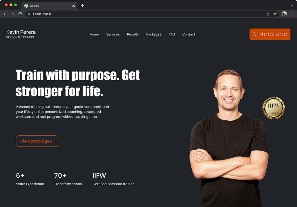 Desktop mockup of a landing page design.